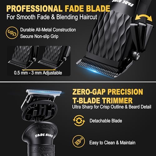 FADEKING® Hair Clippers for Men, Cordless Barber Clipper & Trimmer Set
