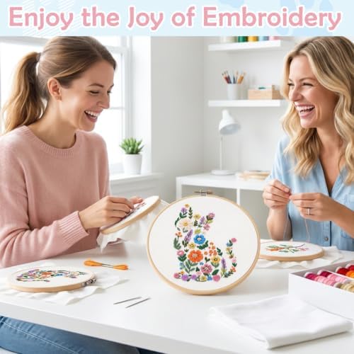 Nuberlic Embroidery Kit for Beginner,Floral Embroidery Practice Kit