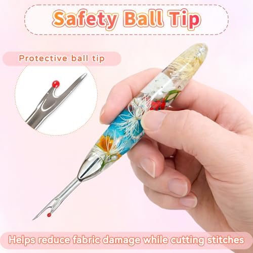 Reessy Seam Ripper Set, Small & Large Stitch Remover Tools with Resin Handles, Thread Pick Seam Cutter for Sewing, Stitch Removal, Alterations, Quilting & Crafts