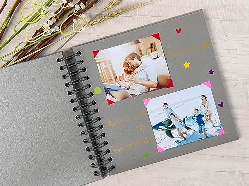 potricher 8 x 8 Inch DIY Scrapbook Album 80 Pages with Kraft Paper, Gray | Thick Kraft Paper Scrap Book Photo Albums, Memory Book for Wedding, Anniversary, Baby, Family, Travel, DIY Projects