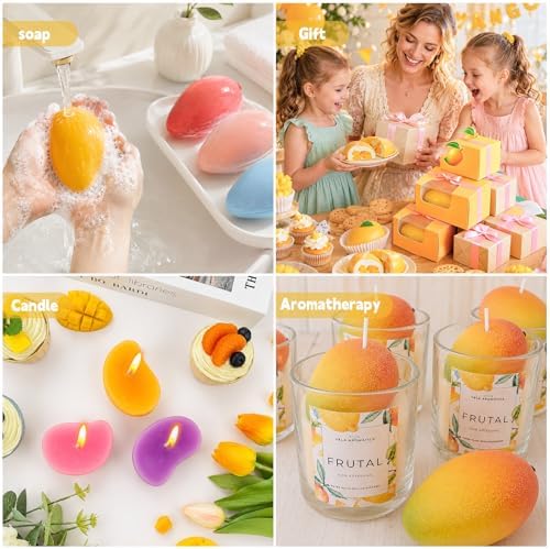3D Mango Cake Molds Mango Silicone Mold Mangos Candy Mould Fruit Pastry Molds for Baking Chocolate Pudding Ice Cream Jelly Candy Pastry Bakeware Dessert Jelly Candle Soap Mousse Cake