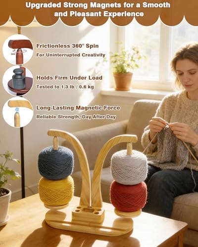 FIVEIZERO Double Magnetic Yarn Holder for Crocheting and Knitting