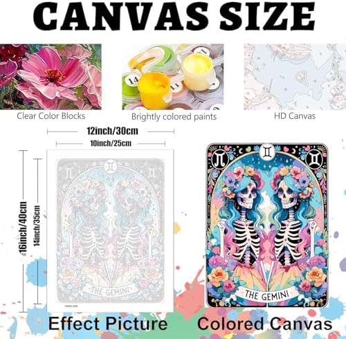 GOUOYANA Paint By Numbers Kit for Adults-Skull THE Gemini Funny Canvas | Adult Paint by Number Kits on Canvas for Painting DIY Skull THE GEMINI Painting Art by Numbers for Home Wall Art Gift12X16in