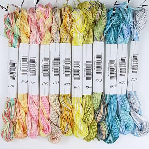 KCS Big skeins of 25 Meters Size 25 Color Variegated Cross Stitch Stranded Threads,12 skeins,12