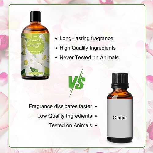 PHATOIL 3.38FL.OZ Orange Blossom Fragrance Oils for Aromatherapy, Essential Oils for Diffusers for Home, Perfect for Diffuser, DIY Candle and Soap Making, DIY Scented Products - 100ml | Long Lasting Scented Oils For Humidifier, Air Freshener, DIY Soap ...