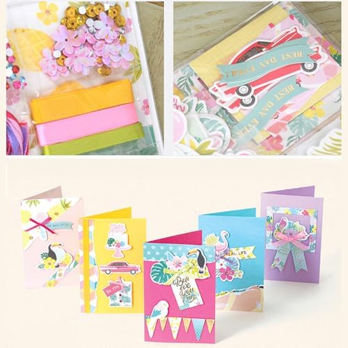 Huralona Greeting Card Making Supplier Envelope Kit Gift Anniversary Craft | Handmade DIY Card Kits 15 Cards 15 Envelopes and Dec Accessories for Birthday Thanksgiving Christmas Wedding Invitation