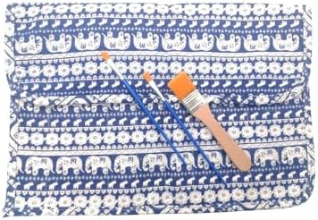 Funny live Paint Brush Holder Art Supplies, Artist Brush Holder & Storage Organizer Roll-Up Case Bag, Protect Acrylic Oil Watercolor Paintbrushes (Elephants 20 Slot Pockets)