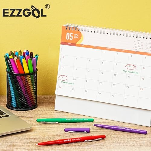 Ezzgol Felt Tip Pens, 30 Pack, 30 Colors, Fine Point