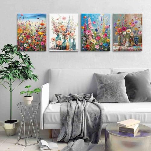 DYAIANGMU 4 Pack Paint by Numbers Kit for Adults Beginners 7.8X11.8 inch