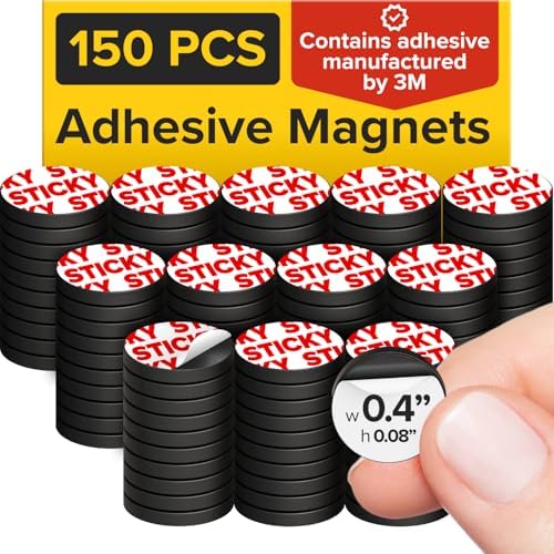 Sticky Flexible Adhesive Magnets for Crafts, 0.4"x0.08" (10x2mm), 150 pcs