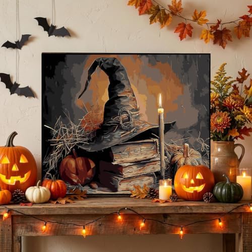 Halloween Paint by Numbers Kit for Adults,Magic Hat Paint by Number
