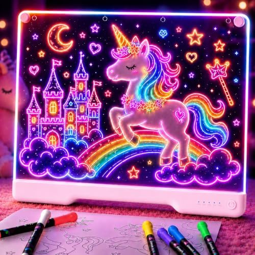 Geokay 16" Rechargeable LED Drawing Board with 9-Color Light Effects