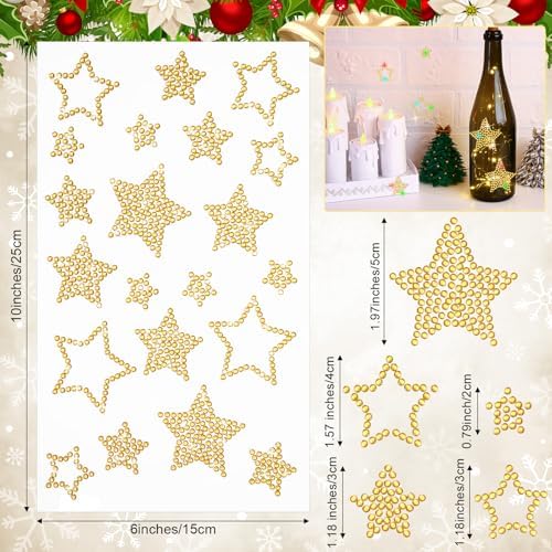 Epakh 84 Glitter Bling Rhinestone Sticker, Star, Gold