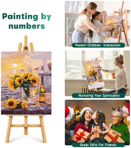 Possoco Paint by Numbers Kit for Adults Beginner, Sunflower Adult Paint by Number Kits on Canvas, Landscape DIY Acrylic Watercolor Oil Paint by Number for Adults Teens for Home Decor Gift 16x20 Inch