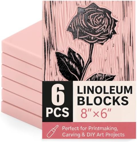 6 PCS 8"x6" Soft Linoleum Blocks for Printmaking & Stamp Making