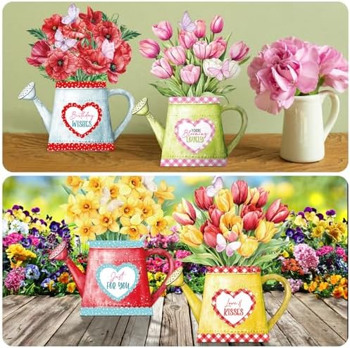 Gueevin 18 Set Watering Can Blossoms Card Making Kit Floral DIY Craft Kits | Back to School Handmade Supplies, Card Making Supplies, Crafting with Sticky Foam Pads, Gifts for Birthday Party Mothers Day