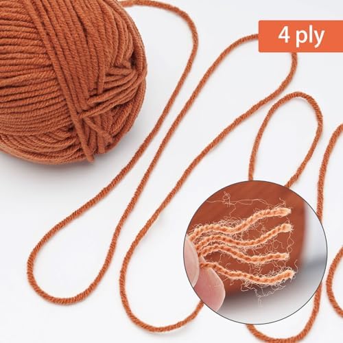 NICEEC 300g Soft Assorted Colors Yarn 100% Acrylic 870yds -Caramel