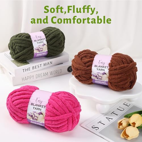 Super Soft Chunky Chenille Yarn for Crocheting,Rainbow Fluffy Velvet Plush Thick Soft Chunky Chenille Baby Blanket Yarn for Crocheting Knitting Beginners 8 * 100g(Black White Grey