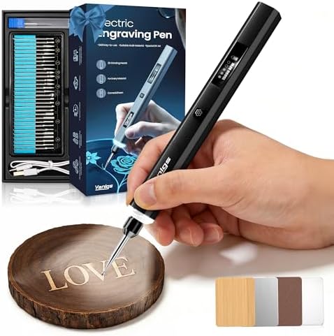 Vanlgs Engraving Pen for Metal Wood Glass Plastic Gift for Teens, Black