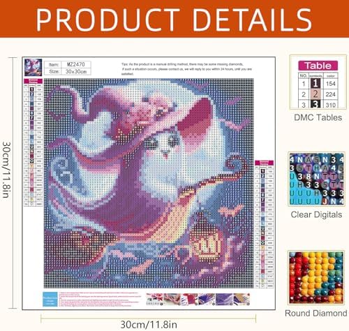 Axquilon Halloween Ghost Diamond Art Kits for Adults 12x12 inch
