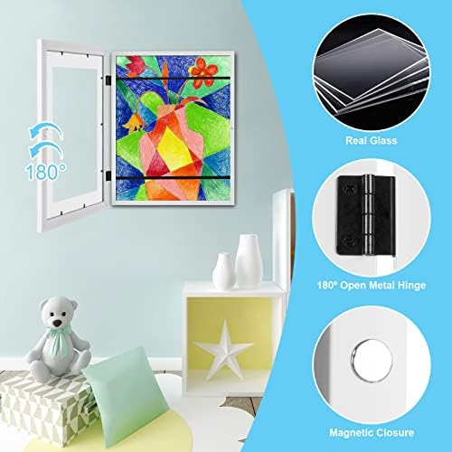[2-Pack] Kids Art Frames, 10x12.5 Front Opening Kids Artwork Frames Changeable, White Artwork Display Storage Frame for Wall, Holds 50 Pcs, for 3D Picture, Crafts, Children Drawing, Hanging Art,