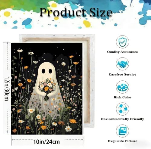 Ghost Paint by Numbers Kit for Adults Beginner with Framed 10x12 Inch