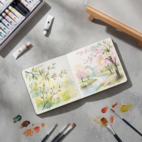 2 Pcs 5.5in Watercolor Sketchbook Journal Square Watercolor Notebook Green