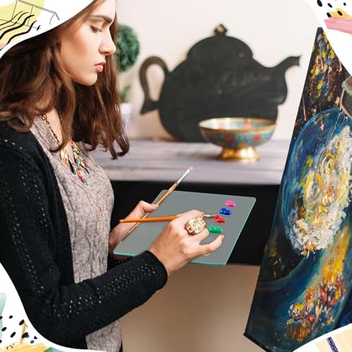 Nuanchu 1 Set Glass Oil Paint Palette, Airtight, 10.24 x 6.8 Inches, Clear | Handy Tempered Glass for Oil Painting, Moisture-proof lid Keep Paint Fresh, Portable Travel Outdoor, Leak-proof Airtight Seal