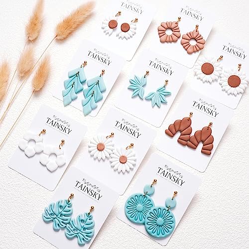 TAINSKY Polymer Clay Cutters, Floral Clay Cutters for Polymer Clay Jewelry, 13 Shapes Flower Clay Earrings Cutters