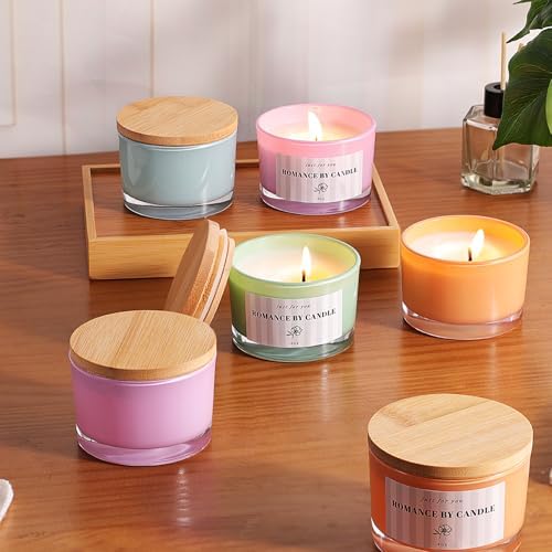 12 Pcs 4 oz Assorted Glass Candle Jars with Lids& Labels for Candle Making