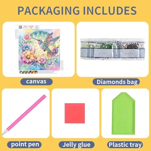 Bloomthread Hummingbird Diamond Painting Kits for Adults – Partial Drill Diamond Art Painting Kits for Holiday Gifts and Home Decor 12x12 Inches (Hummingbird)