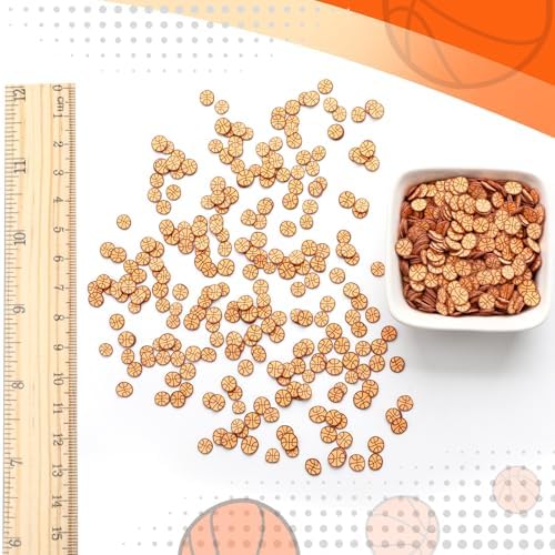 Weysat 30g Basketball Polymer Clay Slices 0.2 Inch Mini Sports Pieces