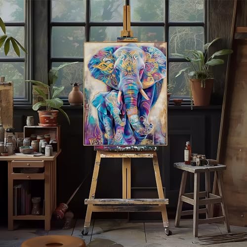 Natuyalo Animals Paint by Numbers Kit for Adults - Elephants Family Paint by Number on Canvas Without Frame, DIY Acrylic Painting for Ideal Gift Home Wall Decor (16x20 Inch)