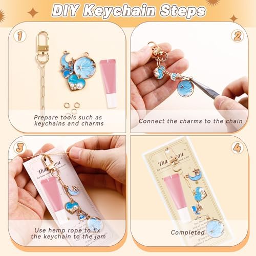 Wurosi 24 Set Lip Gloss Keychain Making Kit with Gift Packaging Supplies