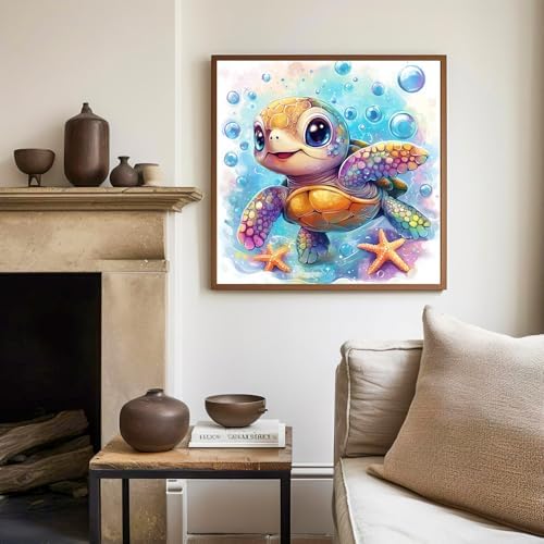 Sea Turtle Paint by Numbers Kit for Kids, 8x8 inch