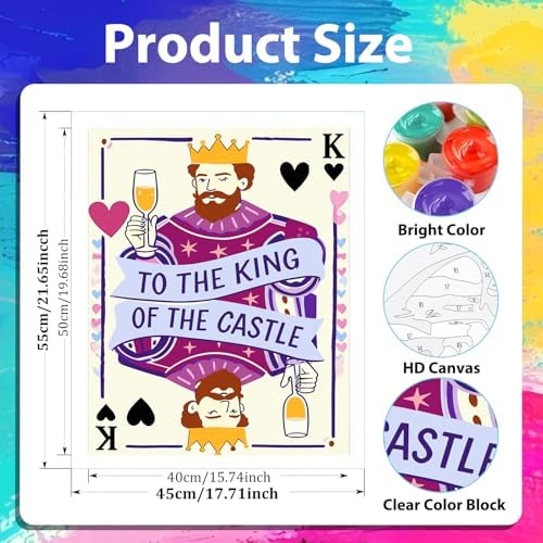 xcemhil King Paint by Numbers Kit for Adults Beginner, King Paint Acrylic Paint by Number Kits Suitable for Home Wall Art Decor Gifts 16x20 Inch