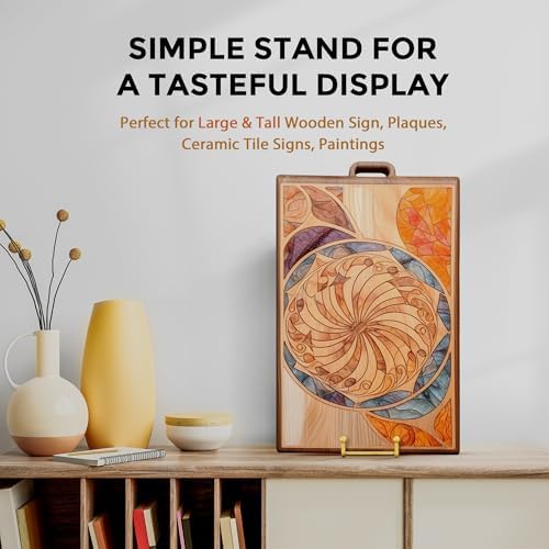 TR-LIFE 14 Inch Gold Metal Plate Stand (2 Pack) - Heavy Duty Display Easel for Large Plates, Frames, Platters and Art
