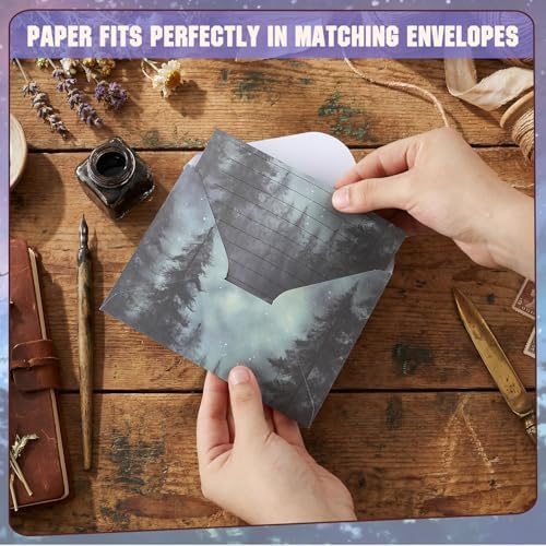 TaoBary 160 Pcs Whimsical Illustration Stationery Paper and Envelopes Set