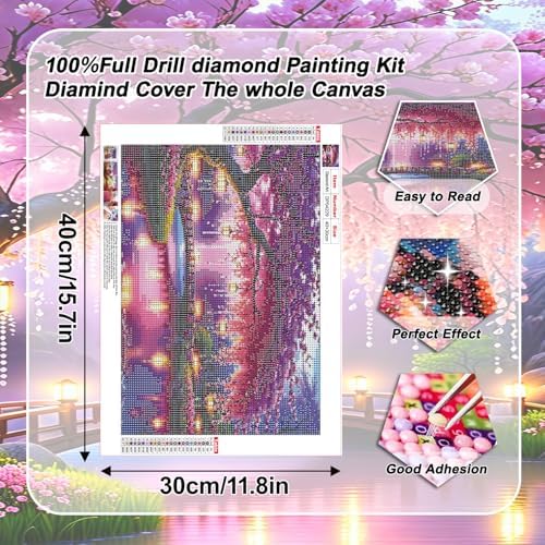 VeGuude Diamond Art Kits for Adults, Full Drill Diamond Art Flowers Kits for Beginners, DIY Full Rhinestone 5D Diamond dots (Gemstone Craft), Home Wall Decoration (12x16 inch)