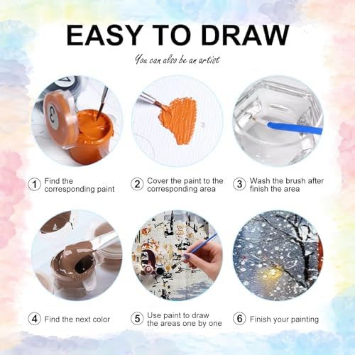 6 Pack Paint by Numbers Kit for Adults Beginner Street Scenery, 10x14 Inch | City View DIY Acrylic Painting, Without Frame Canvas, Stress Relief Craft Kits, For Home Wall Decor Gift