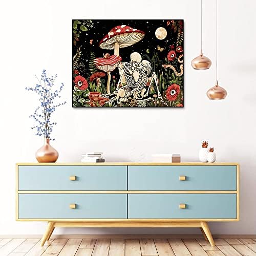 koemhxb Mushroom Paint by Numbers for Adults, Skeleton Paint by Numbers for Adults Beginner,Mushroom Painting by Numbers for Home Wall Decor(16x20 Inch)