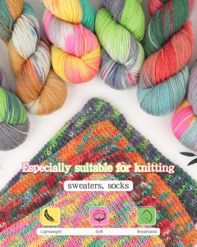 Katech 6 Pack Wool Yarn for Crocheting-Sock Yarn for Knitting Burnt Orange