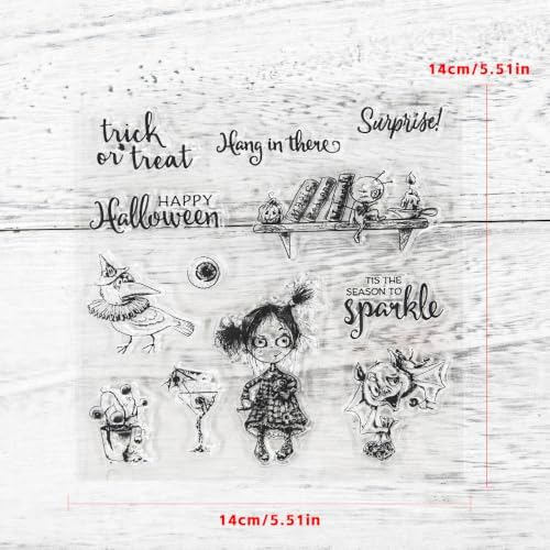 Bat Crow Happy Halloween Clear Stamps and Die Cuts Sets for DIY Card Making