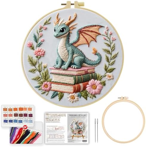 JOZYSH Black Dragon Handmade DIY Embroidery kit,Suitable for Adult Beginners,Includes Embroidery Cloth, Instructions, Embroidery Frame and Needle and Thread, Suitable for Holiday Gifts (Dragon1)