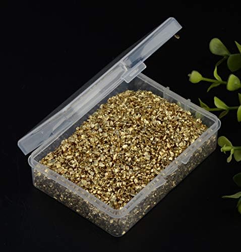 Crushed Glass Irregular Metallic Chips Sprinkles Chunky Glitter Gold Plated 100g 2-4mm for Nail Arts Craft DIY Vase Filler Epoxy Resin Mold Scrapbooking Jewelry Making Decoration (Gold, 2-4mm)