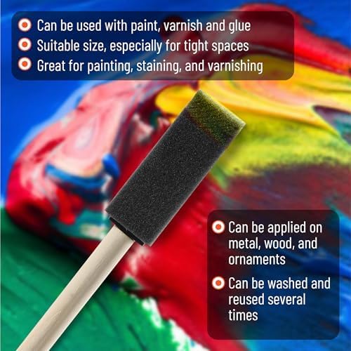 Bates Foam Paint Brushes, 1", 40 Pack - Sponge Brushes for Painting, Staining, and Mod Podge