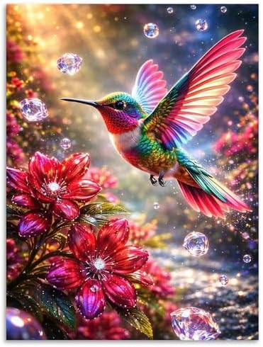Hummingbird Diamond Art Kits for Adults Beginners 12x16 in, DIY Craft Gift