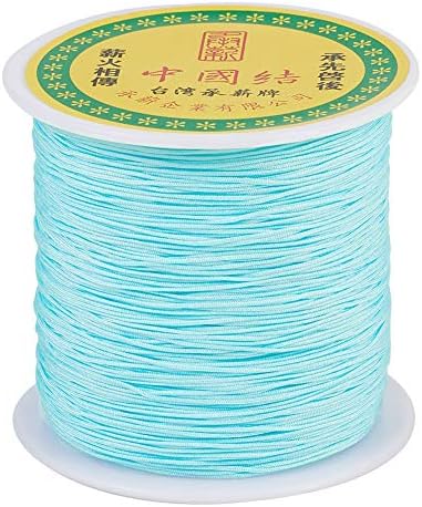 100 Yards 0.8mm Nylon String for Bracelets Sky Blue Braided Nylon Thread Chinese Knotting Cord for Necklace kumihimo Bracelet Jewelry Tassels Making
