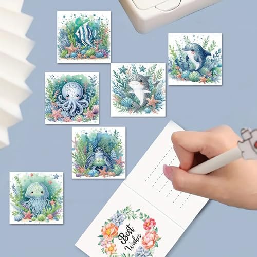 LSQFS Diamond Art Cards with Envelopes, 6Pcs Beach Diamond Painting Cards