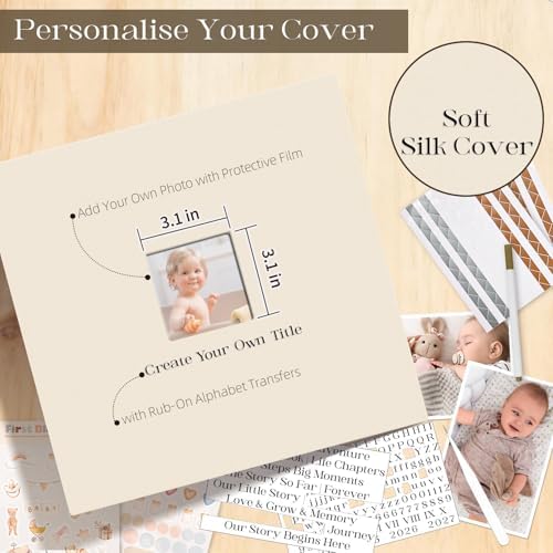 Vienrose Linen Scrapbook Photo Album Kit, Large 3 Ring Binder Scrapbook with 30 Plastic Sleeves, 15x13 Inch DIY Memory Book for Wedding, Baby Shower, Family & Kids Keepsake Gift, Beige